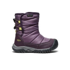 Keen Little Kids' Puffrider Waterproof Winter Boot | Black Plum/Daiquiri Green
