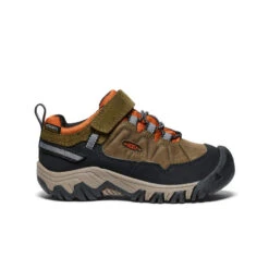 Keen Little Kids' Targhee IV Waterproof Hiking Shoe | Dark Olive/Gold Flame